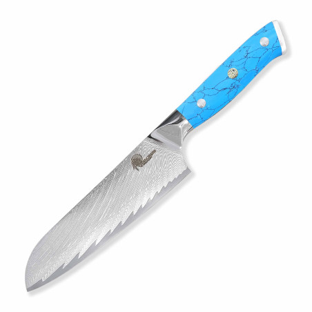 Nůž kuchyňský Santoku 180 mm Dellinger Blue Stone VG-10 Damascus