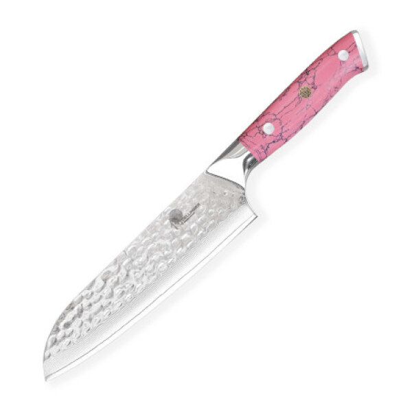 Nůž kuchyňský Santoku 180 mm Dellinger Pink Stone Tsuchime Damascus