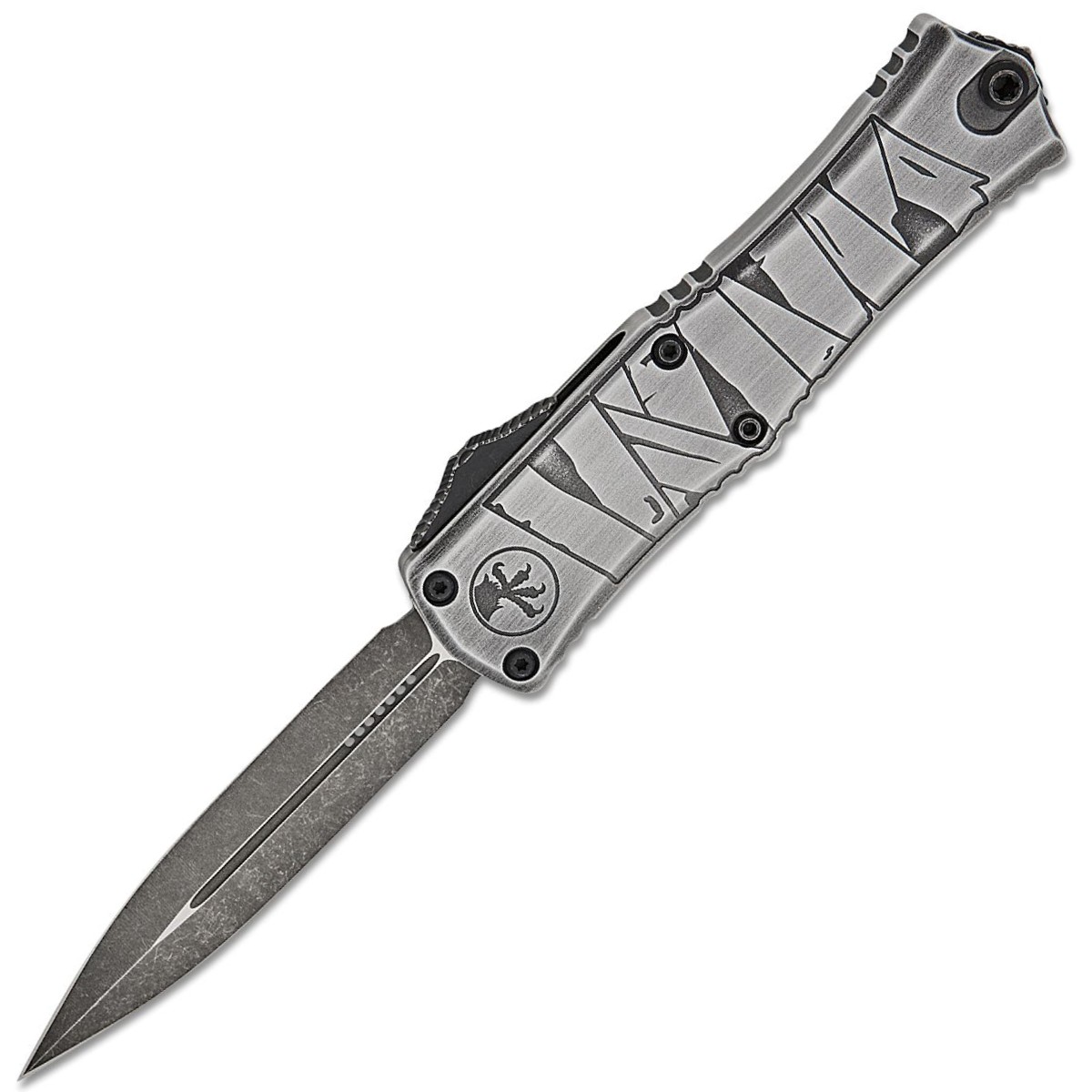 Microtech-Signature-Series-Hera-II-Mini-Black-Apocalyptic-Brushed-Metal-Halloween-Mummy-Wrap-Deep-1702M-1BMHWMYS